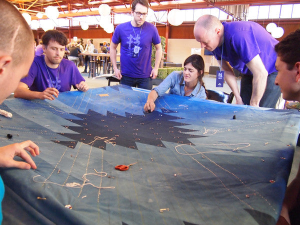teaching hand-quilting at Heroku's Waza (技) conference